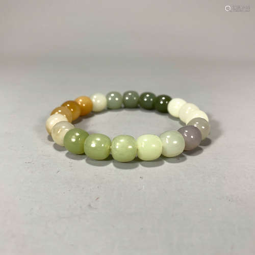 A Chinese Hetian Jade Rainbow Color Hand String