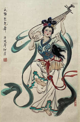 A Chinese Figure Painting, E Lao Mark