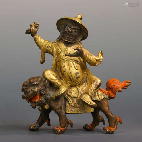 A Chinese Gild Bronze Statue of Fortune God