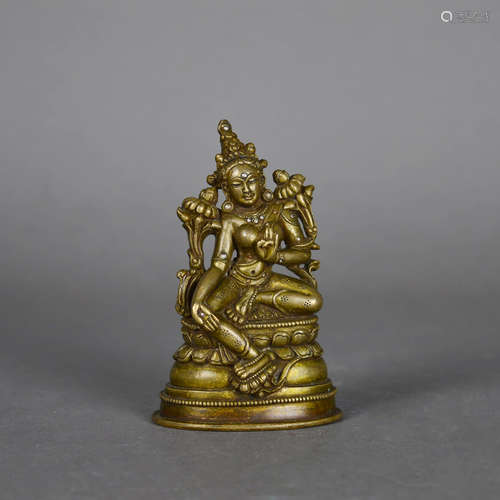 A Chinese Gild Bronze Green Tara Statue