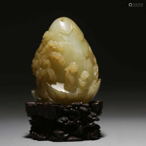 A Chinese Hetian Jade Carved Rockery Ornament