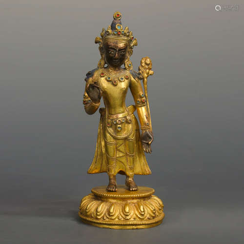 A Chinese Gild Bronze Statue of Maitreya