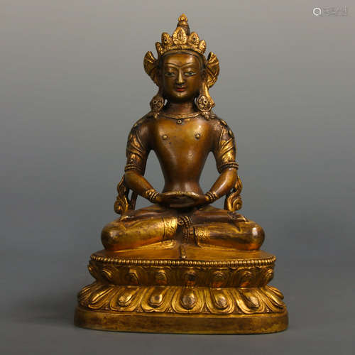 A Chinese Gild Bronze Statue of Amitayus Buddha