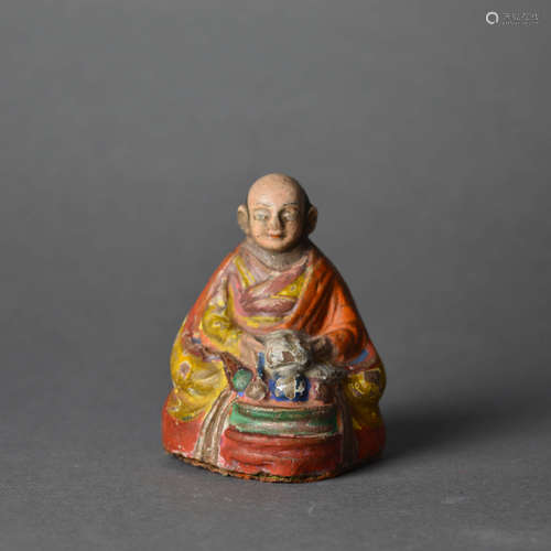 A Chinese Colorful Guru Buddha Statue