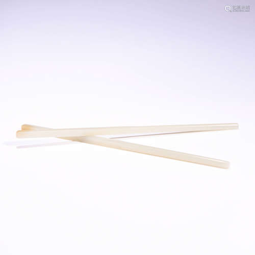 A Pair of Chinese Hetian Jade chopsticks