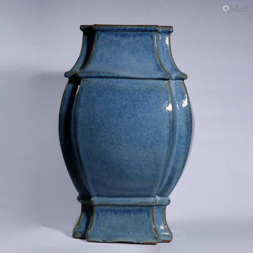 A Chinese Azure Glaze Porcelain Square Zun