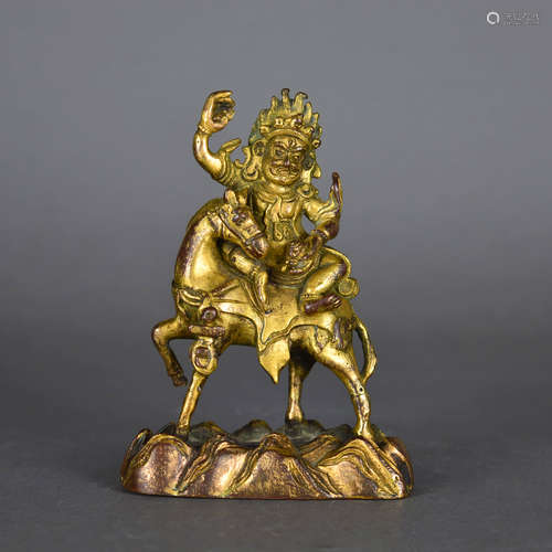 A Chinese Gild Bronze Statue of Palden Lhamo