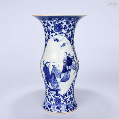 A Chinese Blue and White immortal Painted Porcelain Flower Vase