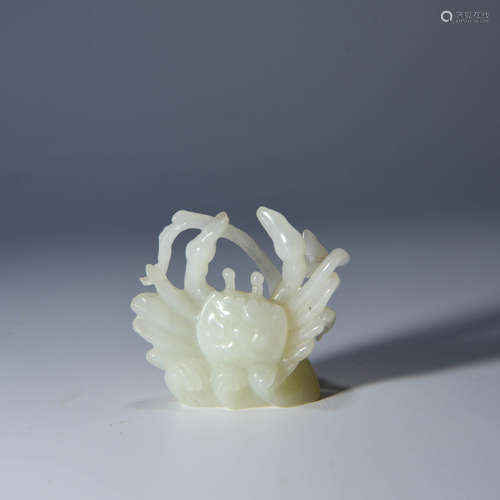 A Chinese Hetian Jade Carved Crab Ornament