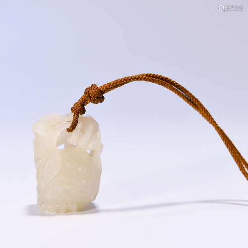 A Chinese Hetian Jade Carved Lotus seedpod Ornament