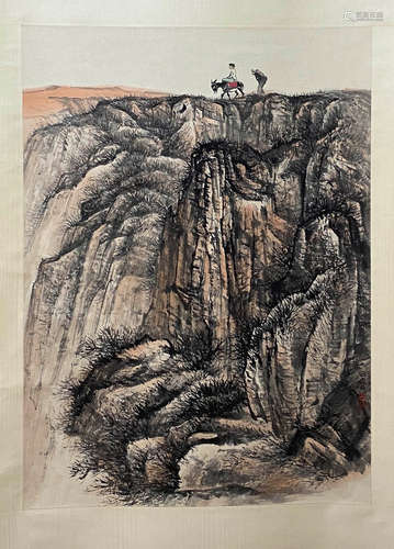 A Chinese Mountain Painting, Shi Lu Mark