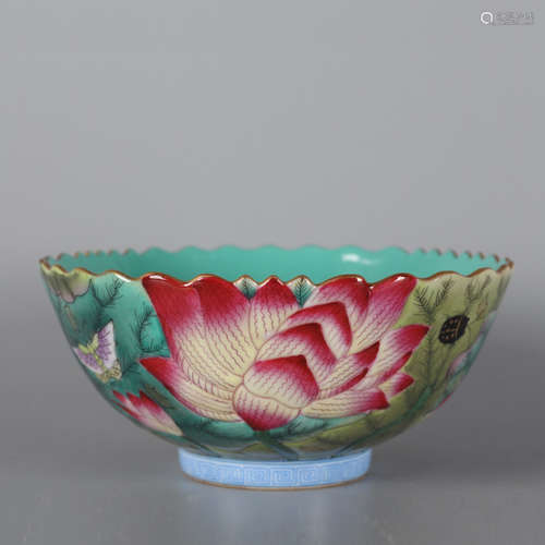 A Chinese Famille Rose Lotus Pattern Porcelain Bowl