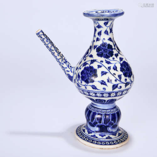 A Chinese Blue and White Floral Porcelain Oil Dropper