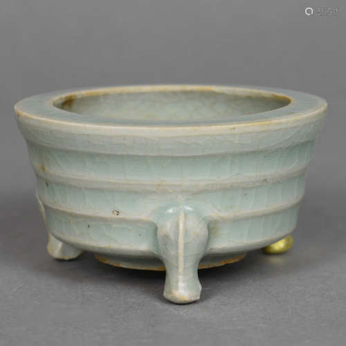 A Chinese Longquan Celadon-Glazed Porcelain Incense Burner