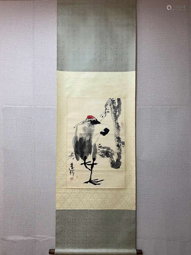 A Chinese  Red-crowned crane Painting, Wang Jinling Mark