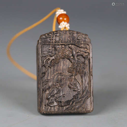 A Chinese Figure Carved Eaglewood Pendant