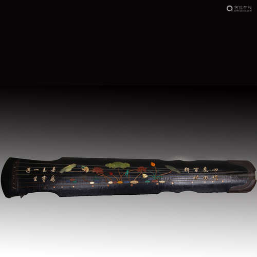 A Chinese Gem Inlaid Musical Instrument Qin