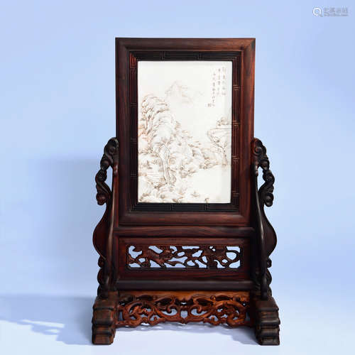 A Chinese Rosewood Table Screen