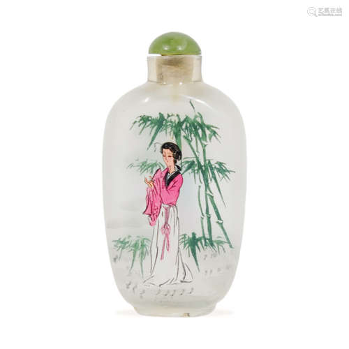 A Chinese Figure Pattern Glass Snuff Bottle