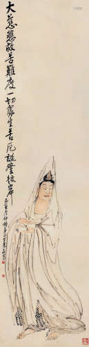 王震 丙寅（1926年）作 1867～1938  观音  绘画 立轴  设色绫本
