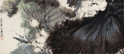 吴湖帆 辛丑（1961年）作 1894～1968  荷香清远  绘画 镜心  设色纸本