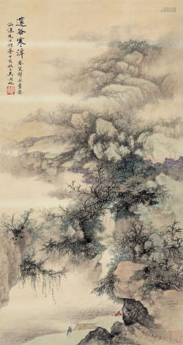 吴湖帆 丁亥（1947年）作 1894～1968  邃谷寒潭  绘画 立轴  设色纸本