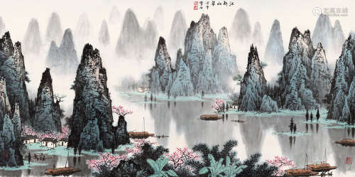 白雪石 壬午（2002年）作 1915～2011  江新山翠  绘画 镜心  设色纸本