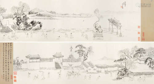永瑢  1744～1790  《扬州瘦西湖图》  绘画 手卷  水墨纸本