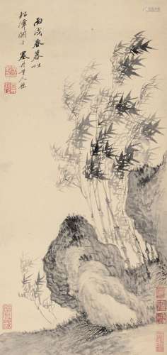 吴历 丙戌（1706年）作 1632～1718  竹石图  绘画 立轴  水墨纸本