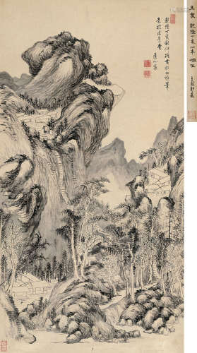 王宸 丁亥（1767年）作 1720～1797  山居图  绘画 立轴  水墨纸本