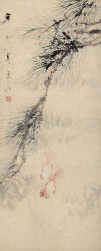 虚谷 辛卯（1891年）作 1823～1896  金鱼  绘画 立轴  设色纸本