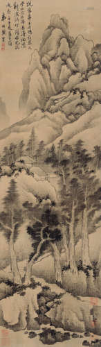 龚贤 壬子（1672年）作 1618～1689  山水  绘画 立轴  水墨绢本