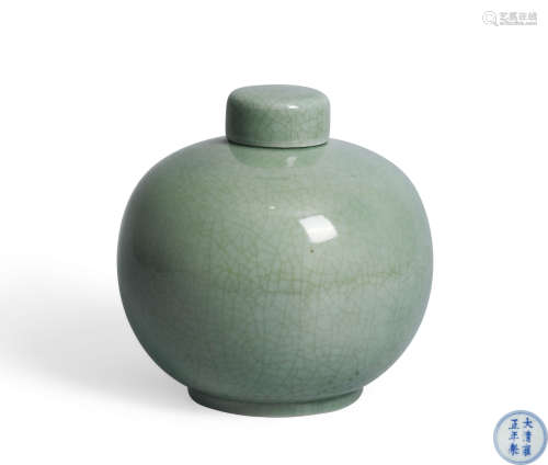 清雍正   仿官釉茶叶盖罐  清代单色釉瓷器