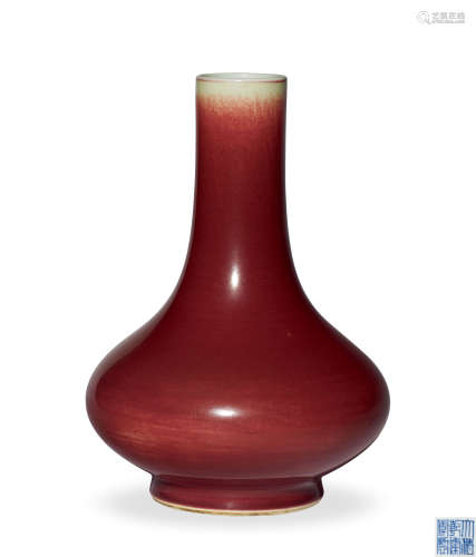 清乾隆   红釉荸荠瓶  清代单色釉瓷器