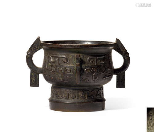 清早期 铜兽面簋式炉  铜器