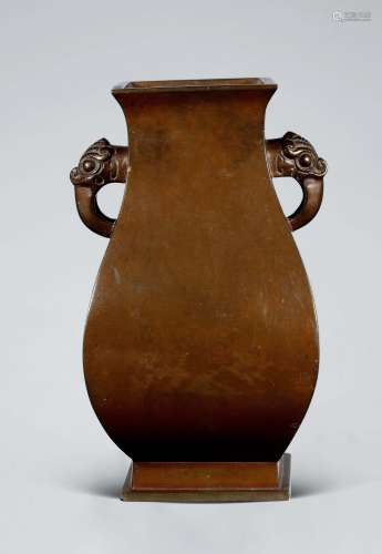 清早期 铜双兽耳四方瓶  铜器
