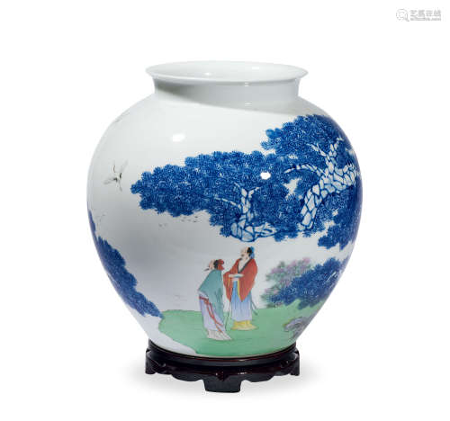 王怀俊 2007年（丁亥年）   观松图·青花瓷瓶  现当代及其它瓷器