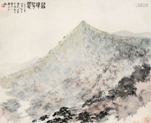 傅抱石 辛丑（1961年）作 1904～1965  韶峰耸翠  绘画 立轴  设色纸本