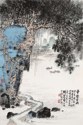 钱松嵒  1899～1985  肇庆星湖  绘画 镜心  设色纸本
