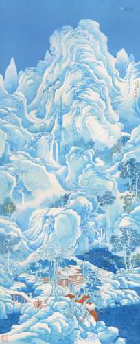 吴同利 乙亥（2019年）作 b.1967  雪景山水  绘画 镜心  设色纸本