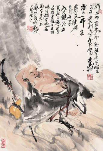王涛 癸巳（2013年）作 b.1943  大自在  绘画 镜心  设色纸本