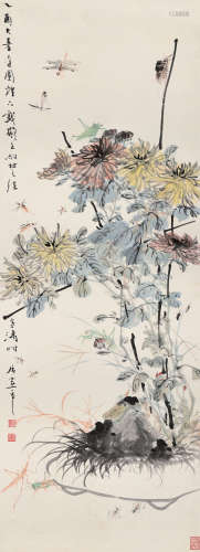 王雪涛 乙酉（1945年）作 1903～1982  菖蒲秋色图  绘画 立轴  设色纸本