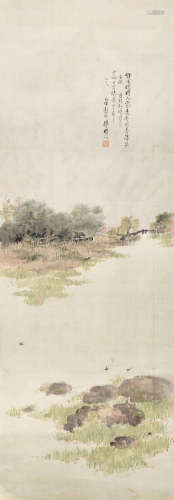 陈树人 丙寅（1926年）作 1884～1948  林和靖诗意图  绘画 镜心  设色绢本
