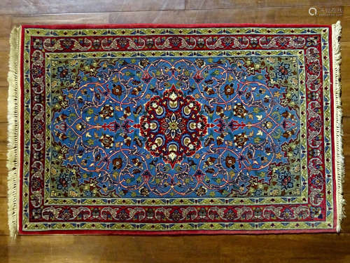 伊朗 isfahan産 波斯絨毯 羊毛＆絹 手織 ペルシャ絨毯