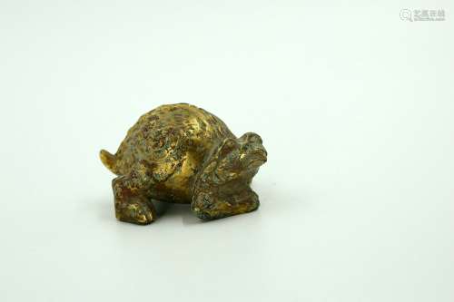 Chinese Bronze Gold Gilded Toad