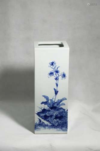 Chinese Blue And White Porcelain Square Bottle