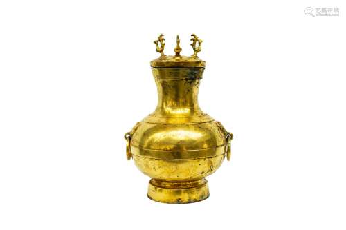 Chinese Bronze Gold Gilded Pot