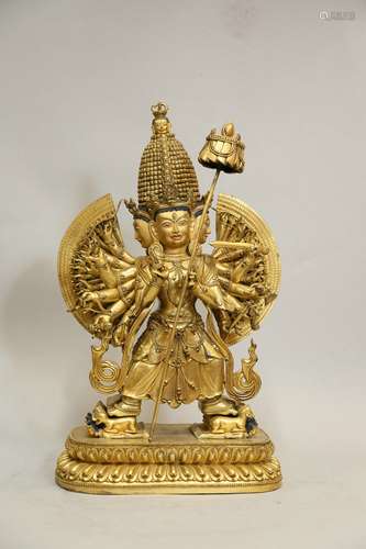 Chinese Bronze Gold Gilded Buddha Statue