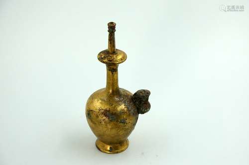 Chinese Bronze Gold Gilded Bottle