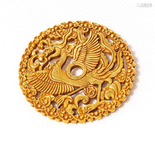 Chinese Pure Gold Hollowed Phoenix Gold Coin